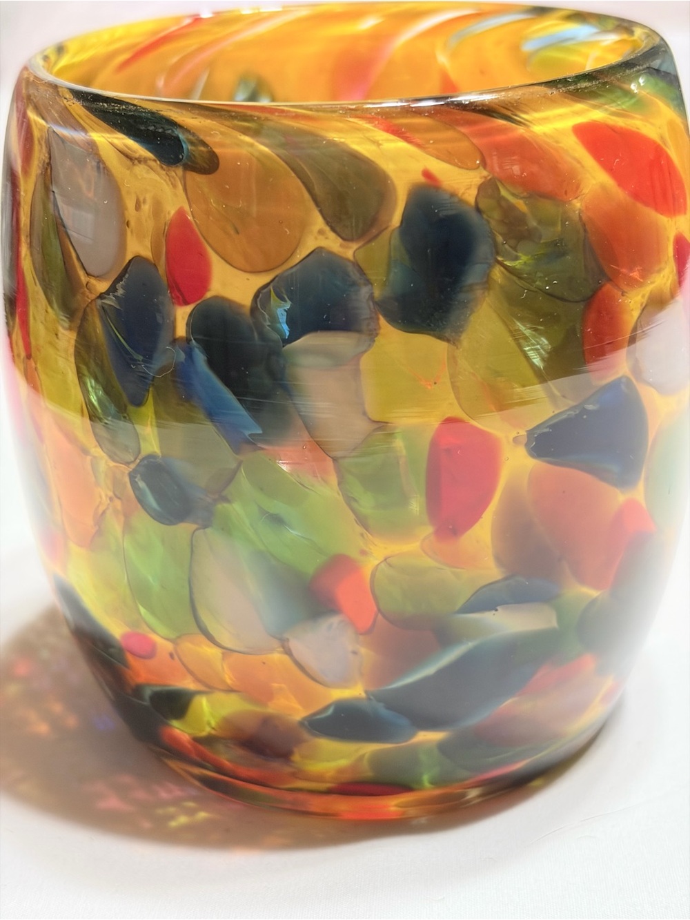 Handblown Multicolor Art Glass Vase - Amber & Jewel Tones - Picture 8 of 9